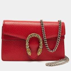 Gucci Red Leather Super Mini Dionysus Chain Bag