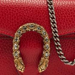 Gucci Red Leather Super Mini Dionysus Chain Bag