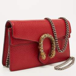 Gucci Red Leather Super Mini Dionysus Chain Bag