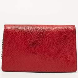 Gucci Red Leather Super Mini Dionysus Chain Bag