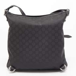 Pre Owned Gucci Black GG Canvas and Leather Abbey Messenger Bag