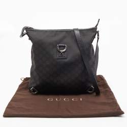 Pre Owned Gucci Black GG Canvas and Leather Abbey Messenger Bag