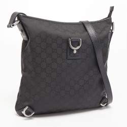 Pre Owned Gucci Black GG Canvas and Leather Abbey Messenger Bag