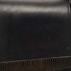 Pre Owned Gucci Black Leather Wood Flap Shoulder Bag