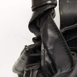 Pre Owned Gucci Black Leather Wood Flap Shoulder Bag