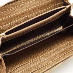 Gucci Beige GG Canvas and Leather Bamboo Tassel Zip Around Wallet
