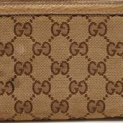Gucci Beige GG Canvas and Leather Bamboo Tassel Zip Around Wallet