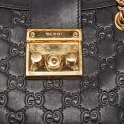 Pre Owned Gucci Black Guccissima Leather Small Padlock Shoulder Bag
