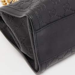 Pre Owned Gucci Black Guccissima Leather Small Padlock Shoulder Bag