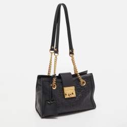 Pre Owned Gucci Black Guccissima Leather Small Padlock Shoulder Bag