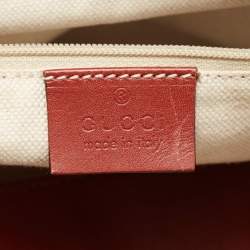 Pre Owned Gucci Red/Beige GG Canvas and Leather Medium Sukey Hobo