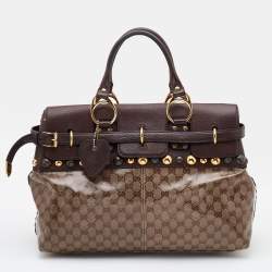 مملوكة مسبقًا Gucci Beige/Ebony GG Crystal Coated Canvas Large Babouska Heart Tote