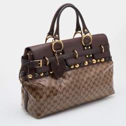 مملوكة مسبقًا Gucci Beige/Ebony GG Crystal Coated Canvas Large Babouska Heart Tote