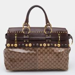 مملوكة مسبقًا Gucci Beige/Ebony GG Crystal Coated Canvas Large Babouska Heart Tote