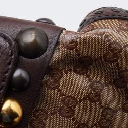 مملوكة مسبقًا Gucci Beige/Ebony GG Crystal Coated Canvas Large Babouska Heart Tote