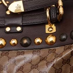 مملوكة مسبقًا Gucci Beige/Ebony GG Crystal Coated Canvas Large Babouska Heart Tote