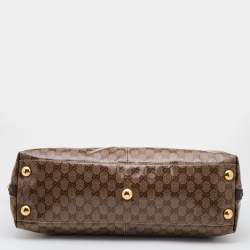 مملوكة مسبقًا Gucci Beige/Ebony GG Crystal Coated Canvas Large Babouska Heart Tote