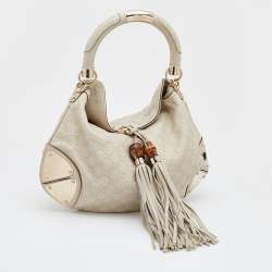 Pre Owned Gucci Cream Guccissima Leather Medium Babouska Indy Hobo