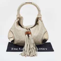 Pre Owned Gucci Cream Guccissima Leather Medium Babouska Indy Hobo