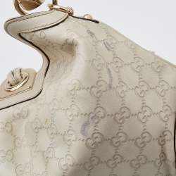 Pre Owned Gucci Cream Guccissima Leather Medium Babouska Indy Hobo