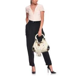 Pre Owned Gucci Cream Guccissima Leather Medium Babouska Indy Hobo