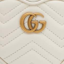 Gucci Cream Leather GG Marmont Heart Coin Purse