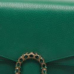 Pre Owned Gucci Green Leather Medium Dionysus Shoulder Bag
