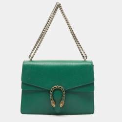 GUCCI Pre-Loved Dionysus Velvet GG Handbag in Dark Green