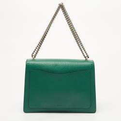Pre Owned Gucci Green Leather Medium Dionysus Shoulder Bag