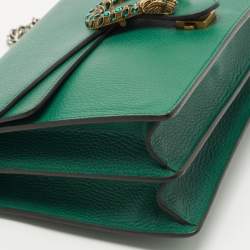 Pre Owned Gucci Green Leather Medium Dionysus Shoulder Bag
