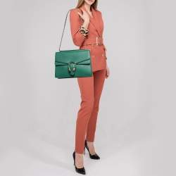 Pre Owned Gucci Green Leather Medium Dionysus Shoulder Bag