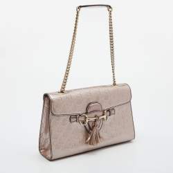 Gucci Old Rose Guccissima Patent Leather Medium Emily Chain Shoulder Bag