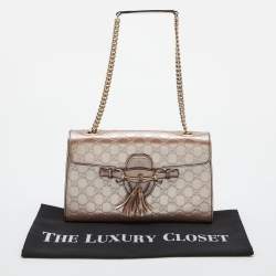 Gucci Old Rose Guccissima Patent Leather Medium Emily Chain Shoulder Bag