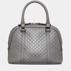 Pre Owned Gucci Grey Mini Microguccissima Dome