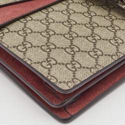 Pre Owned Gucci Old Rose/Beige GG Supreme Canvas and Suede Medium Blooms Dionysus Shoulder Bag