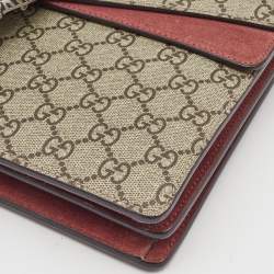 Pre Owned Gucci Old Rose/Beige GG Supreme Canvas and Suede Medium Blooms Dionysus Shoulder Bag