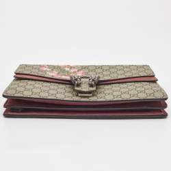 Pre Owned Gucci Old Rose/Beige GG Supreme Canvas and Suede Medium Blooms Dionysus Shoulder Bag