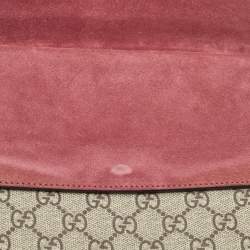 Pre Owned Gucci Old Rose/Beige GG Supreme Canvas and Suede Medium Blooms Dionysus Shoulder Bag