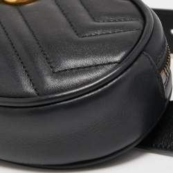 Gucci Black Matelassé Leather GG Marmont Belt Bag