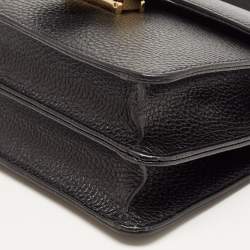 Pre Owned Gucci Black Leather Dollar Interlocking G Crossbody Bag