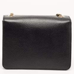 Pre Owned Gucci Black Leather Dollar Interlocking G Crossbody Bag