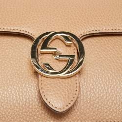Gucci Beige Leather Dollar Interlocking G Crossbody Bag