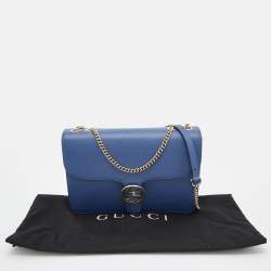 Pre Owned Gucci Blue Leather Medium Interlocking G Shoulder Bag