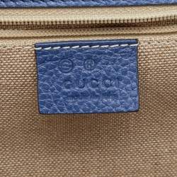 Pre Owned Gucci Blue Leather Medium Interlocking G Shoulder Bag