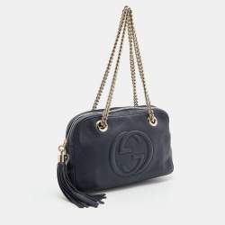 Pre Owned Gucci Blue Leather Medium Soho Chain Shoulder Bag
