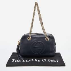 Pre Owned Gucci Blue Leather Medium Soho Chain Shoulder Bag