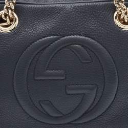 Pre Owned Gucci Blue Leather Medium Soho Chain Shoulder Bag