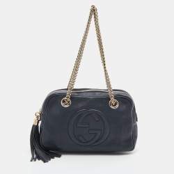 Pre Owned Gucci Blue Leather Medium Soho Chain Shoulder Bag