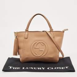 Pre Owned Gucci Beige Leather Small Soho Top Handle Bag