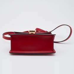 Gucci Red Leather Mini Web Chain Sylvie Top Handle Bag